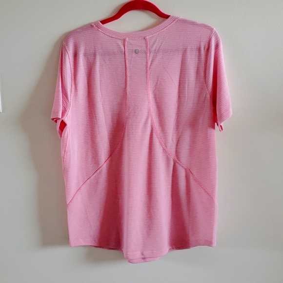 Lululemon Long Distance Short Sleeve Heathered Azalea Pink size 12 - Picture 2 of 3
